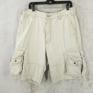 Vtg Levi's Squad Cargo Shorts Men 34 Beige Zipper Fly Y2K Grunge Skater Baggy